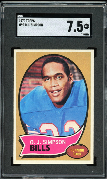 1970 Topps #90 O.J. Simpson Rookie HOF Buffalo Bills SGC 7.5 NM+
