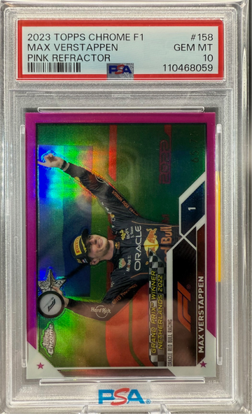 2023 Topps Chrome F1 Max Verstappen Pink Refractor 65/75 PSA 10 Population 2