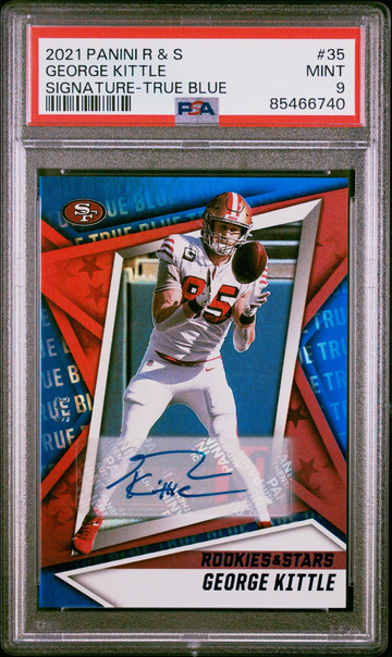 2021 PANINI ROOKIES & STARS GEORGE KITTLE TRUE BLUE AUTO /5