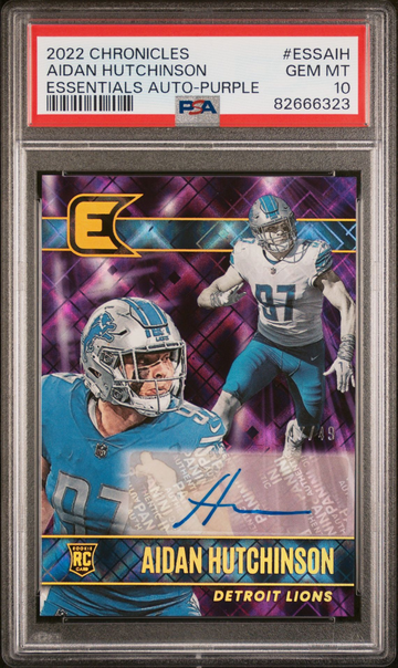2022 Panini Chronicles Aidan Hutchinson Auto Purple #ESSAIH PSA10
