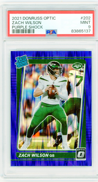 2021 Donruss Optic Zach Wilson Purple Shock #202 PSA 9 - Rookie Card