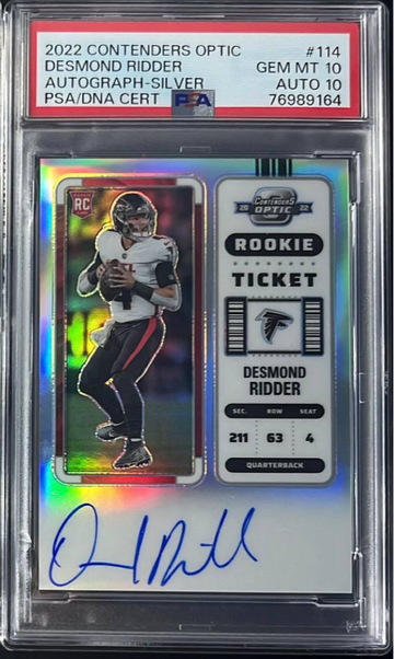 DESMOND RIDDER 2022 Contenders Optic ROOKIE TICKET SILVER AUTO PSA 10/10 *POP 2*