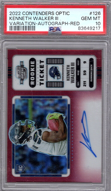 2022 Contenders Optic Kenneth Walker III Variation Auto 29/50 #126 PSA 10