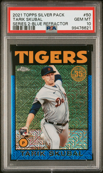 2021 Topps Silver Pack Tarik Skubal Blue Refractor /150 #50 PSA 10
