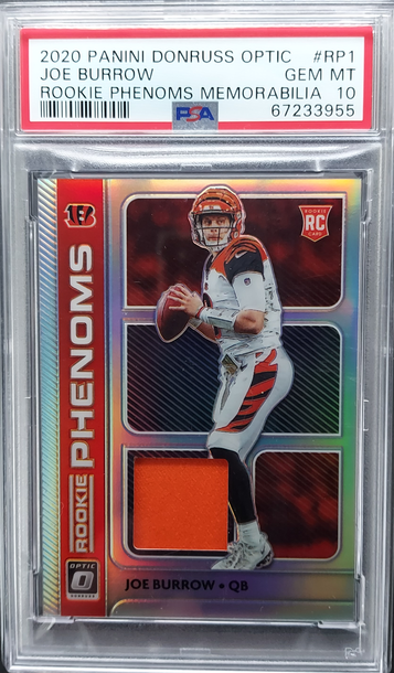 2020 Donruss Optic Joe Burrow Rookie Phenoms Mem Silver #RP1 PSA 10