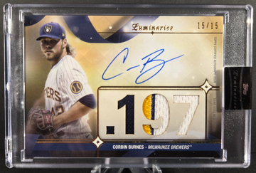2023 Topps Luminaries Corbin Burnes Masters of the Mound Patch/Auto 15/15 #MOMAP-CB