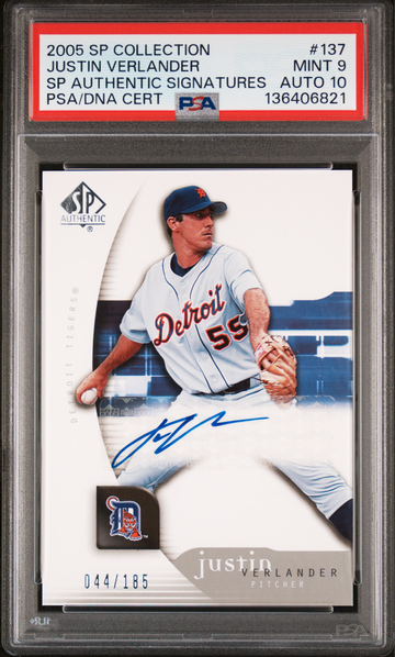 2005 SP Authentic Justin Verlander Auto 44/185 #137 PSA 9/10