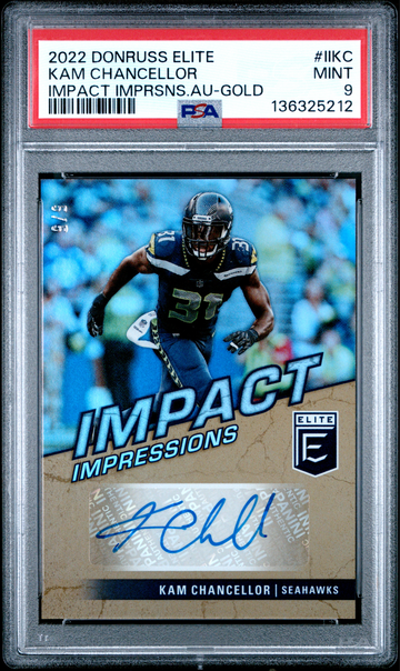 2022 Donruss Elite KAM CHANCELLOR Impact Impressions Gold Auto 5/5 #IIKC PSA 9