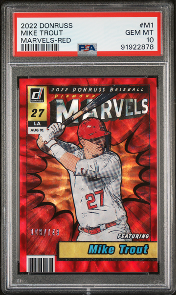 2022 Panini Donruss Marvels MIKE TROUT Red 109/149 #M1 PSA 10