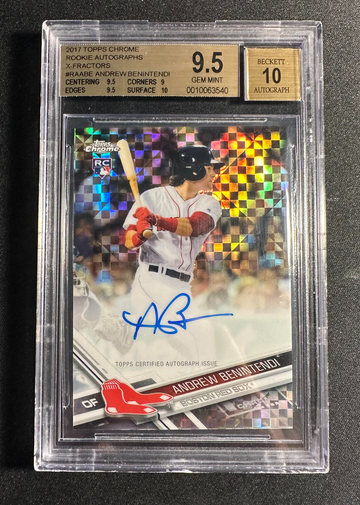 2017 Topps Chrome Rookie Autographs X-Fractor Andrew Benintendi RC Auto 20/20 BGS 9.5/10