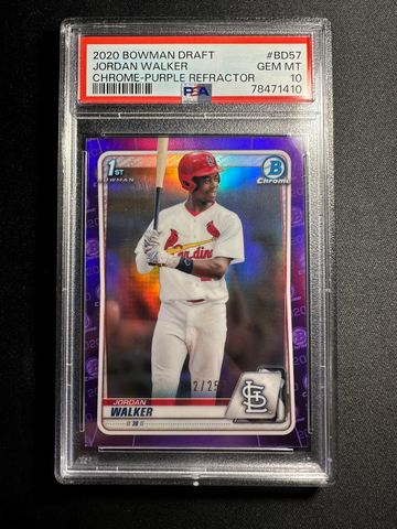 2020 Bowman Draft Jordan Walker Chrome Purple Refractor /250 PSA 10 #BD57