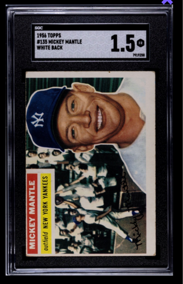 1956 Topps Mickey Mantle SGC 1.5 RARE White Back