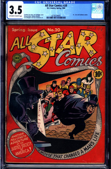 All Star Comics #20 (1944) CGC 3.5 -- Joe Gallagher movie cover; Dr. Fate