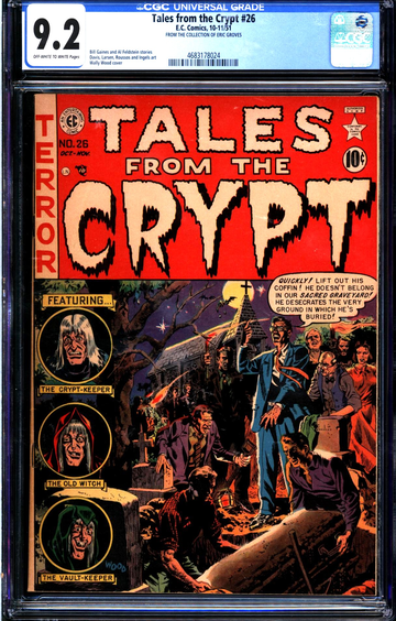 Tales from the Crypt #26 (1951) CGC 9.2 -- O/w to w; Wally Wood exhumation cover