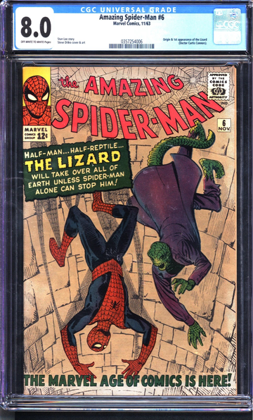 Amazing Spider-Man #6 (1963) CGC 8.0 -- 1st & origin of Lizard (Curt Connors)