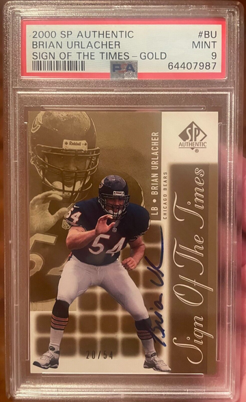 2000 Sp Authentic Brian Urlacher Sign of the Times Gold Auto RC /54 PSA 9 MINT