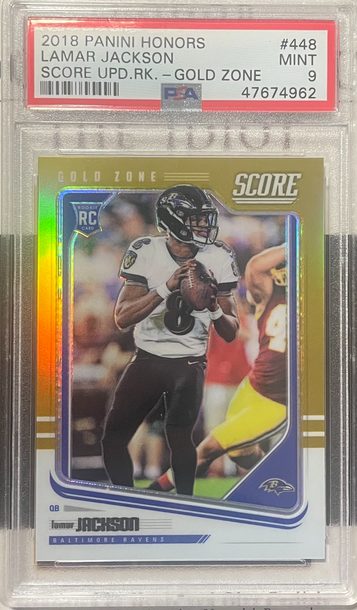 2018 Panini Honors Lamar Jackson Gold Prizm RC /50 PSA 9 MINT