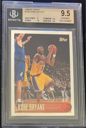 1996-97 Topps KOBE BRYANT Rookie #138 BGS 9.5 Gem Mint (with 10 sub grade)