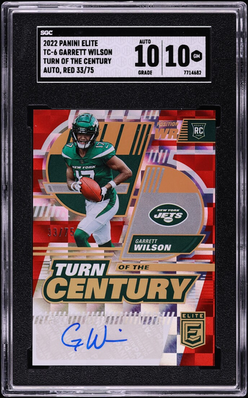 2023 Panini Elite Garrett Wilson Turn of the Century Auto Red SGC 10