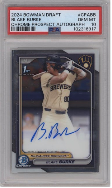 2024 Bowman Draft Chrome Blake Burke Auto PSA 10