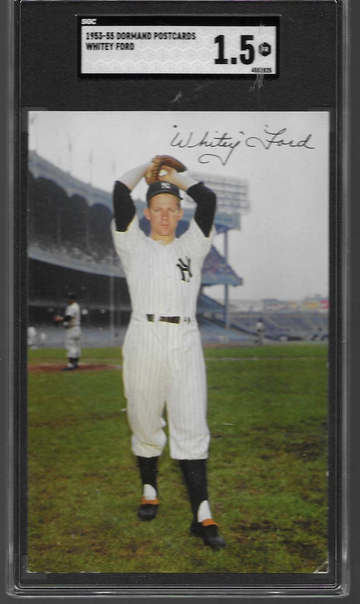 1953-55 Dormand Whitey Ford Post Card SGC 1.5 Post Marked