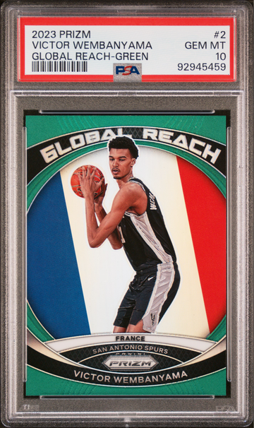 2023 Prizm Victor Wembanyama Global Reach Green PSA 10
