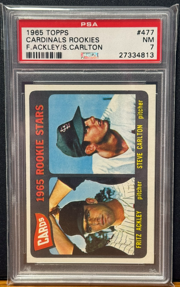 1965 Topps Cardinals Rookies Steve Carlton ROOKIE CARD RC #477 PSA 7 NM