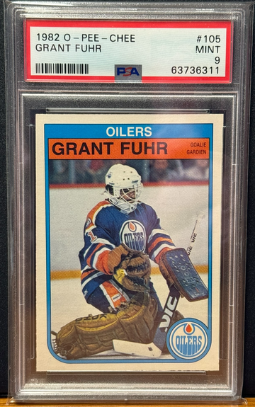 1982 O-Pee-Chee OPC Grant Fuhr ROOKIE CARD RC #105 PSA 9 MINT Edmonton Oilers