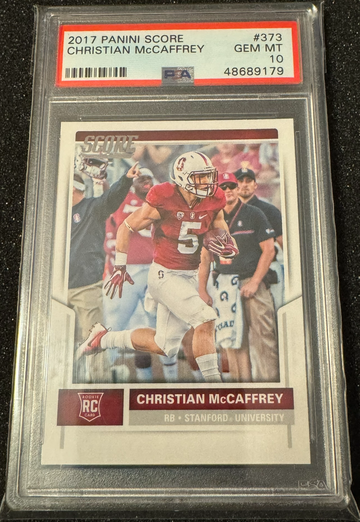 2017 Panini Score Christian McCaffrey ROOKIE CARD RC #373 PSA 10 GEM MINT San Francisco 49ers