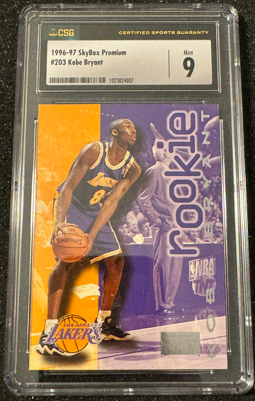 1996-97 SkyBox Premium Kobe Bryant ROOKIE CARD RC #203 CSG 9 MINT Los Angeles Lakers