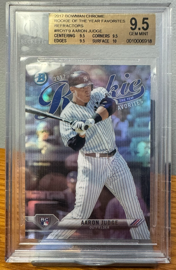 2017 Bowman Chrome Rookie of the Year Favorites REFRACTORS Aaron Judge RC #ROYF9 BGS 9.5 GEM MINT AL MVP?