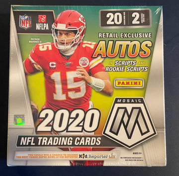 (1) UNOPENED 2020 Panini Mosaic NFL FOOTBALL MEGA Box Burrow Hurts Tua Love RC?
