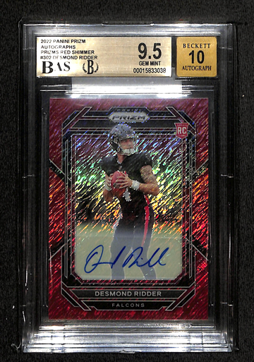 2022 Prizm Desmond Ridder 01/35 Autograph-Red Shimmer #302 BGS 9.5/10 Gem Mint