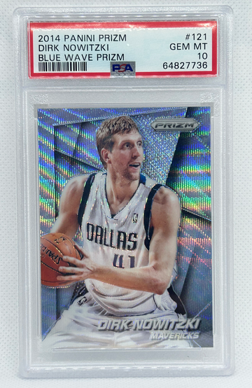 DIRK NOWITZKI 2014 PRIZM - BLUE WAVE PRIZM PSA 10 GEM MINT