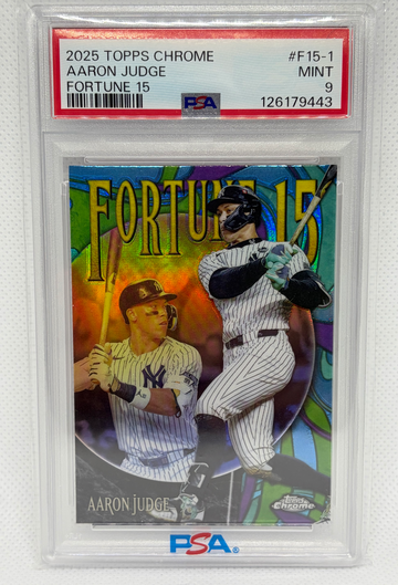 AARON JUDGE 2025 TOPPS CHROME FORTUNE 15 PSA 9