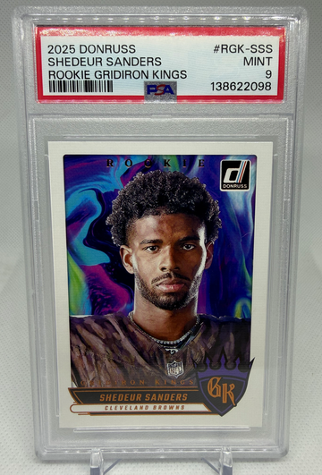 SHEDEUR SANDERS 2025 DONRUSS ROOKIE GRIDIRON KINGS PSA 9