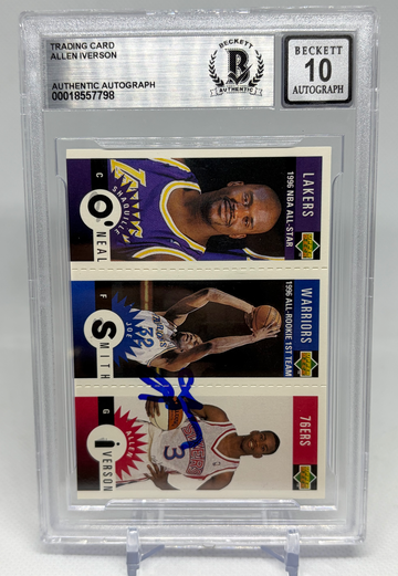 ALLEN IVERSON / SHAQ/ J. SMITH 1996 UD COLLECTORS RC BGS AUTOGRAPH AUTHENTICATED