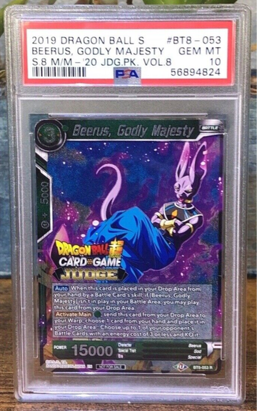 Dragon Ball Super Card Beerus Godly Majesty BT8-053 R Judge Promo PSA 10 GEM MT
