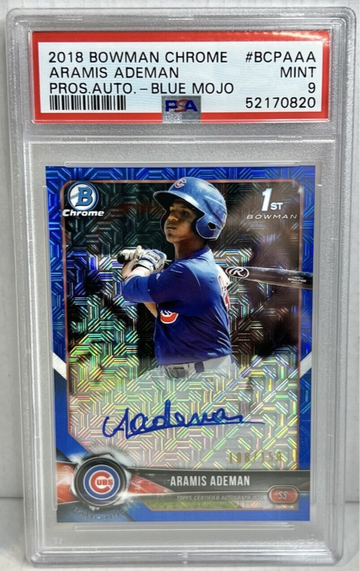 2018 Bowman Chrome Aramis Ademan #BCPA-AA PSA 9 Mint Blue Mojo /150 Autograph
