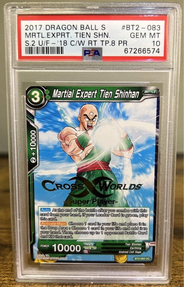 Martial Expert Tien Shinhan BT2-083 Dragon Ball Super Cross World Stamped PSA 10