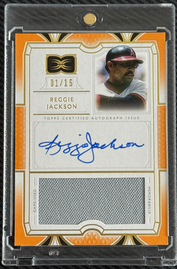 #1 /15 REGGIE JACKSON AUTO & GAME-USED PATCH - Topps Definitive #DARC-RJ