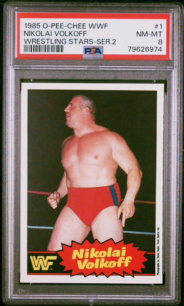 1985 O-Pee-Chee Series 2 WWF #1 Nikolai Volkoff PSA 8 ROOKIE RC Wrestling Card