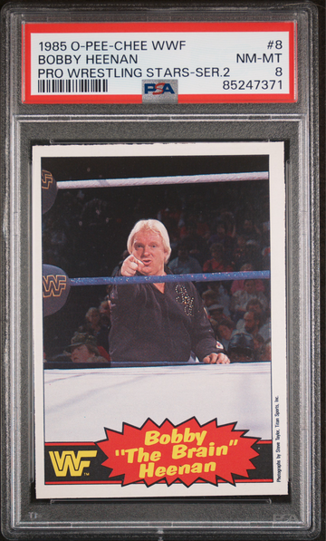 1985 O-Pee-Chee Series 2 WWF #8 Bobby The Brain Heenan PSA 8 Wrestling Card