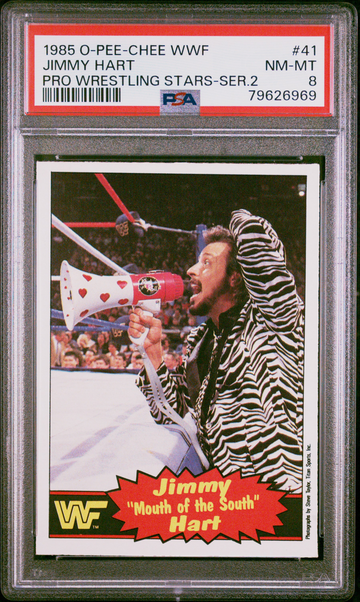1985 O-Pee-Chee Series 2 WWF #41 Jimmy Hart PSA 8 Wrestling Card WWE Foundation