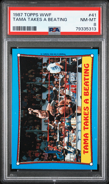 1987 Topps WWF Tama Takes A Beating #41 PSA 8 WWE Wrestling Card Demolition Haku