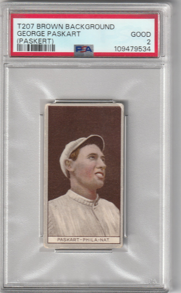 1912 T207 Recruit Cigars Brown Background George Paskert Factory 240 PSA GOOD 2