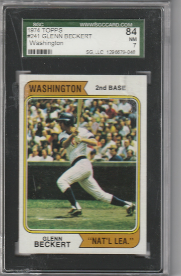 1974 Topps #241 Glenn Beckert Washington Variation SGC NM 7