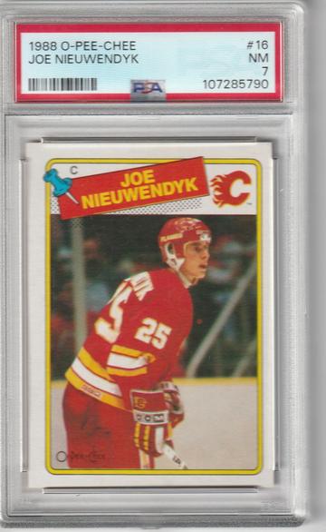 1988 OPC O-Pee-Chee #16 Joe Nieuwendyk Rookie PSA NM 7