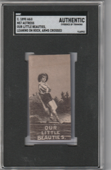 1890 N57 Allen & Ginter Our Little Beauties Actresses Leaning on Rock-Arms Crossed SGC Authentic