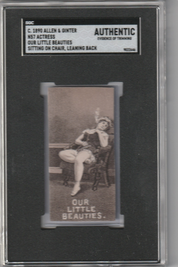 1890 N57 Allen & Ginter Our Little Beauties Actresses Sitting in Chair-Leaning Back SGC Authentic